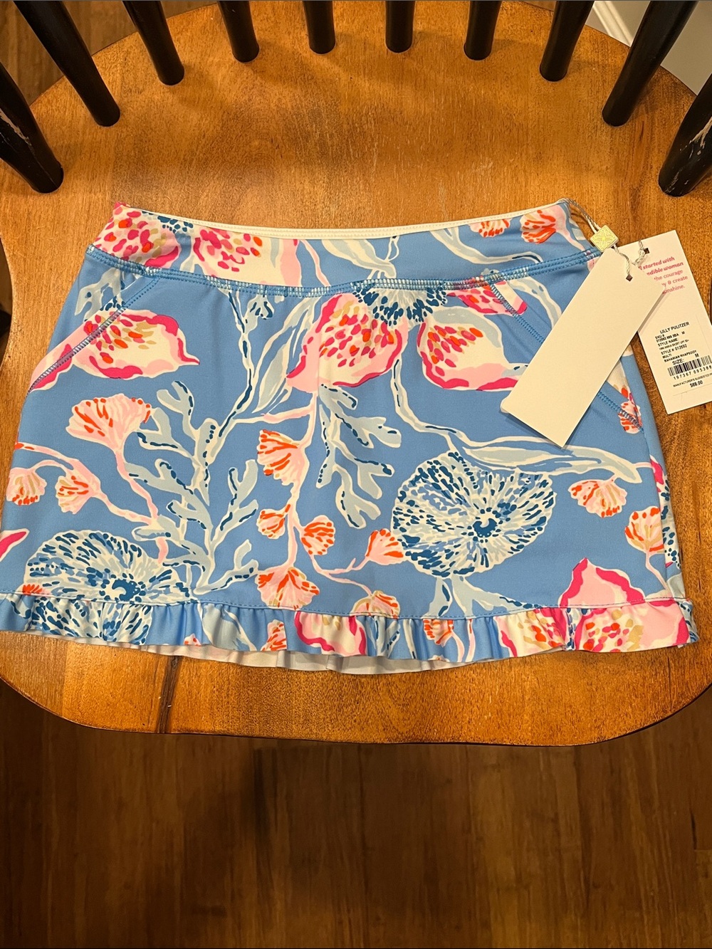 Lilly Pulitzer Blue Floral Ruffle Hem Mini Skort
